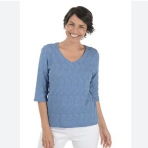 Habitat Cascade Cotton Elbow Sleeve Tee Shirt, Size Medium, Cornflower Blue